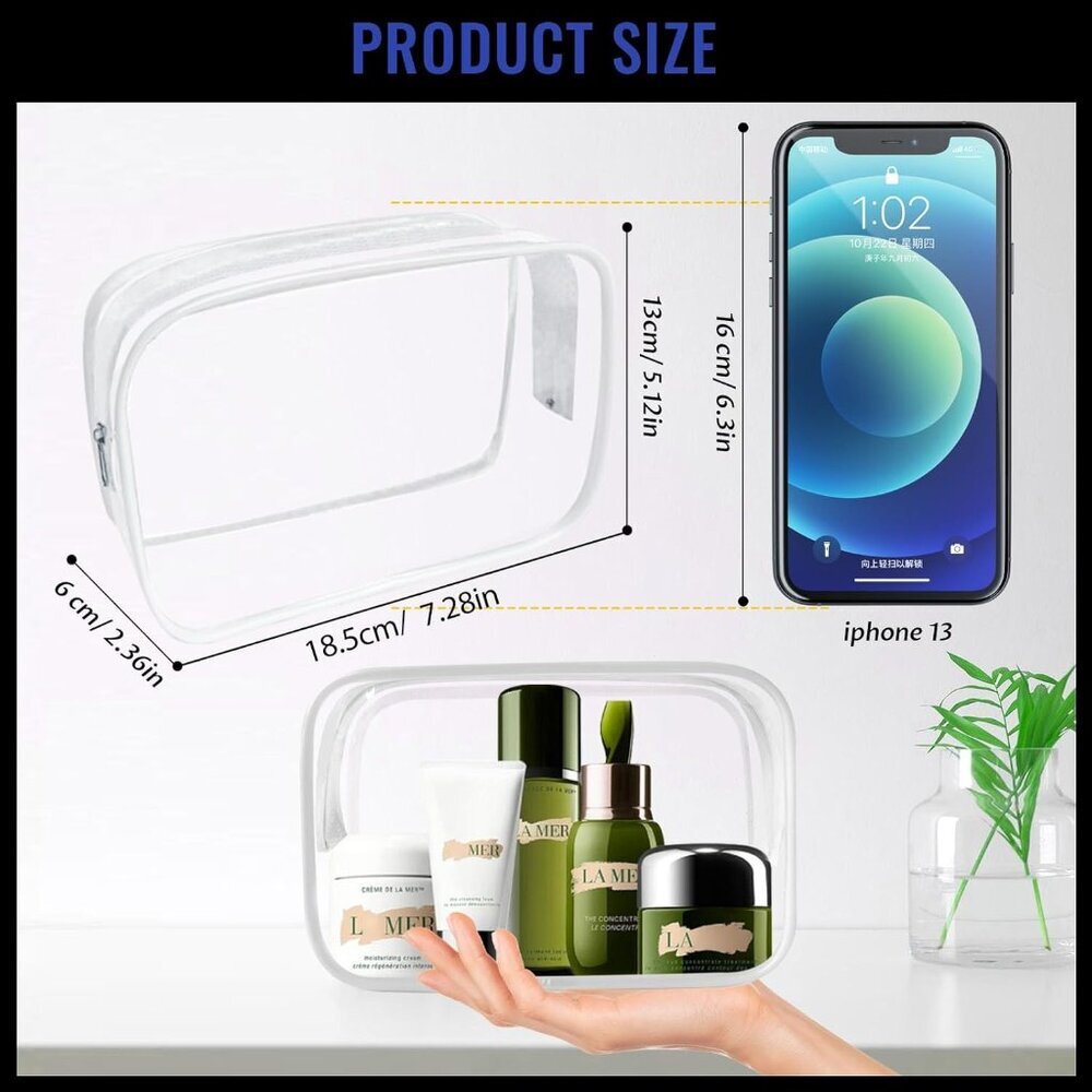 16 Pieces Clear Makeup Bags Bulk, Tsa Approved Toiletry Bag For Travel, Pvc Wate View 2